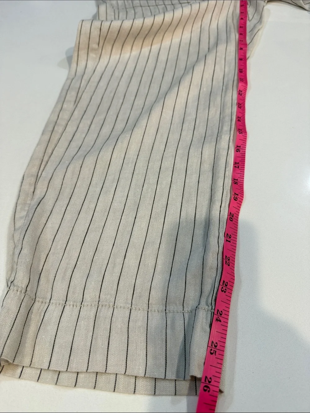 LOFT Striped Linen Blend Wide Leg Crop Pants Pockets | Size 10